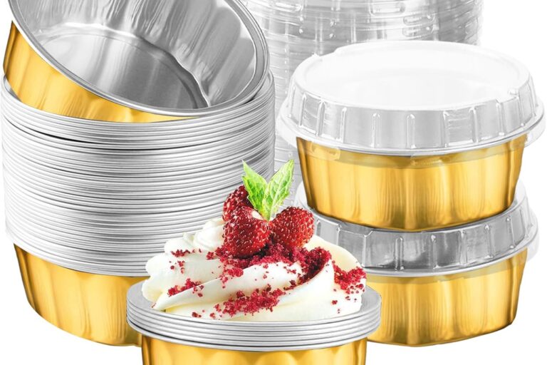 Gold 8 Oz Aluminium Foil Cup with Lid for Baking and Catering